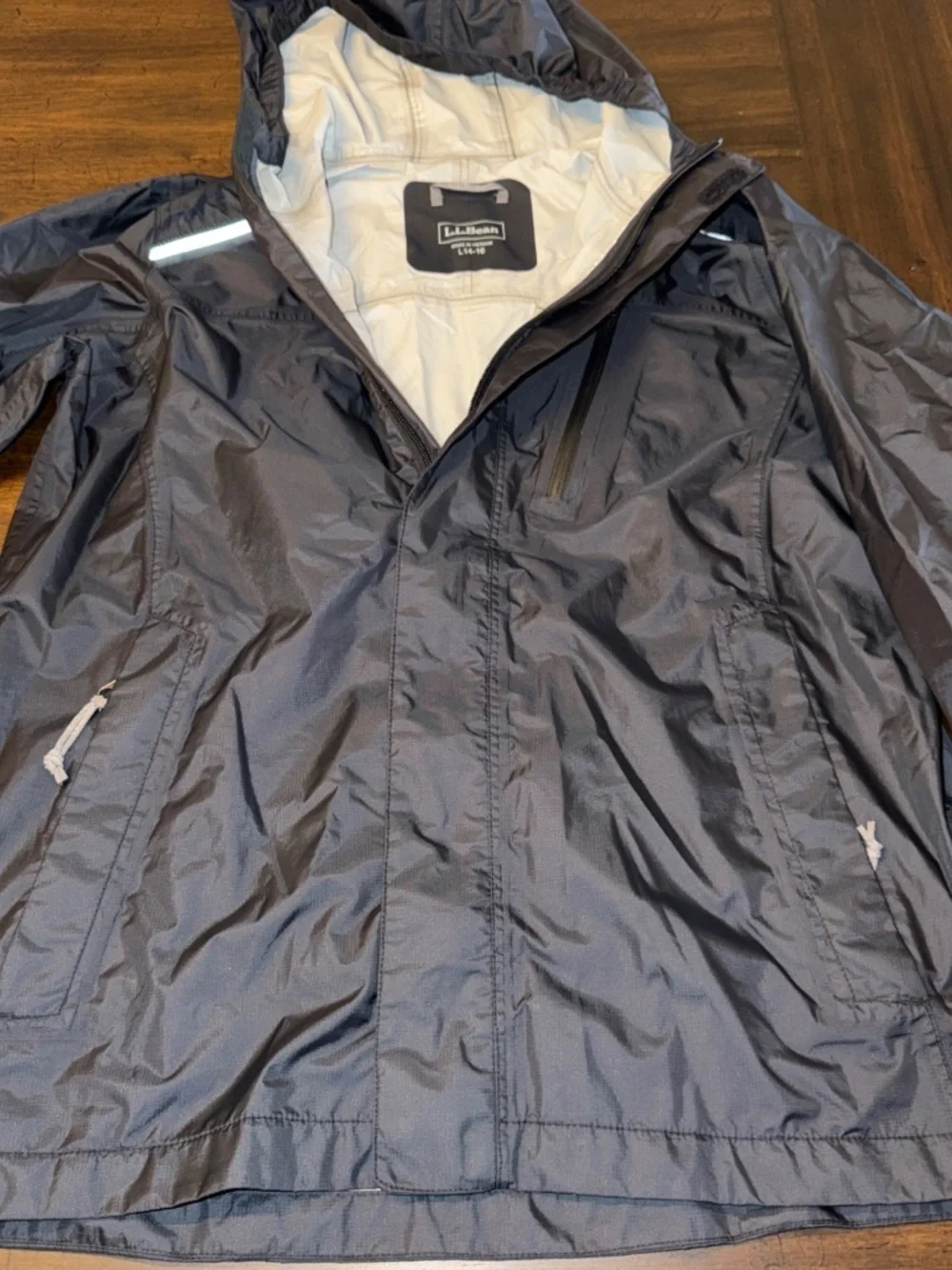 L.L. Bean Kids' Trail TEK Black Windbreaker Rain Jacket Size Large 14-16